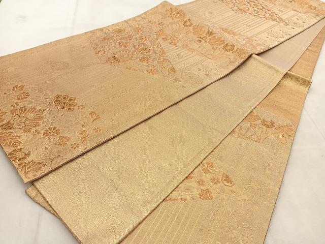 平和屋着物◎六通柄袋帯　切嵌更紗　金糸　正絹　逸品　BAAU9185yc