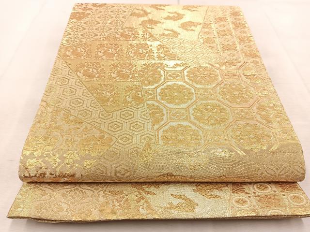 平和屋着物◎佐賀錦　六通柄袋帯　名物裂　名物錦　金糸　正絹　逸品　BAAU9210yc