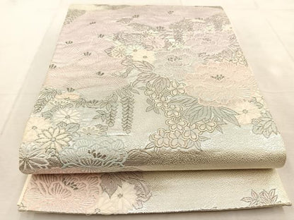 平和屋着物◎六通柄袋帯　唐織　山楽錦秋文　プラチナ箔　正絹　逸品　BAAU9232yc