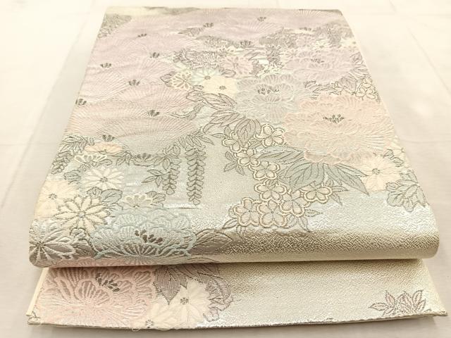 平和屋着物◎六通柄袋帯　唐織　山楽錦秋文　プラチナ箔　正絹　逸品　BAAU9232yc