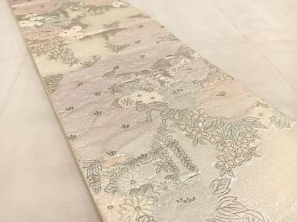 平和屋着物◎六通柄袋帯　唐織　山楽錦秋文　プラチナ箔　正絹　逸品　BAAU9232yc