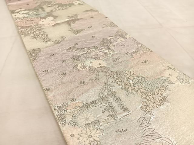 平和屋着物◎六通柄袋帯　唐織　山楽錦秋文　プラチナ箔　正絹　逸品　BAAU9232yc