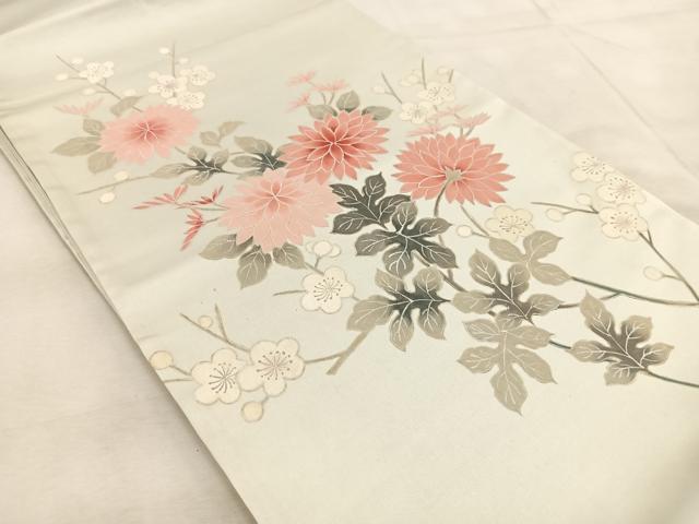平和屋着物◎太鼓柄袋帯　作家物　手描き　枝花文　正絹　逸品　BAAU9241yc