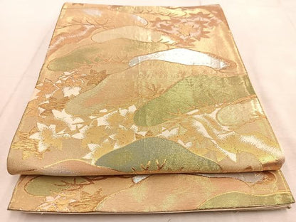 平和屋着物◎六通柄袋帯　笠松楓文　金銀糸　正絹　逸品　BAAU9245yc