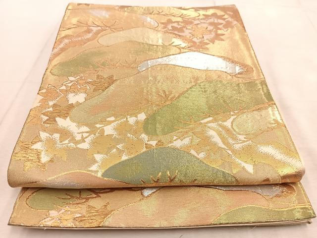 平和屋着物◎六通柄袋帯　笠松楓文　金銀糸　正絹　逸品　BAAU9245yc