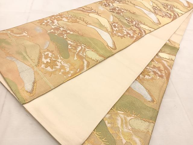 平和屋着物◎六通柄袋帯　笠松楓文　金銀糸　正絹　逸品　BAAU9245yc