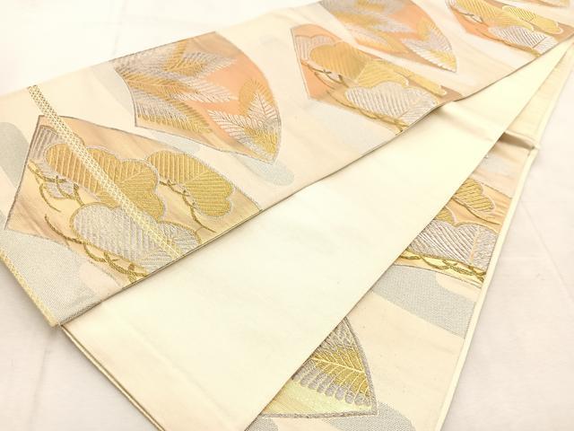 平和屋着物◎六通柄袋帯　地紙草木文　金銀糸　正絹　逸品　BAAU9253yc