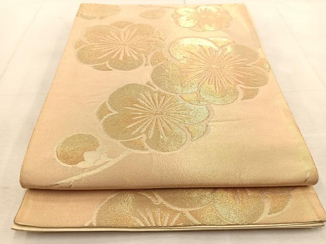 平和屋着物◎西陣　六通柄袋帯　枝梅文　金糸　正絹　逸品　BAAU9261yc
