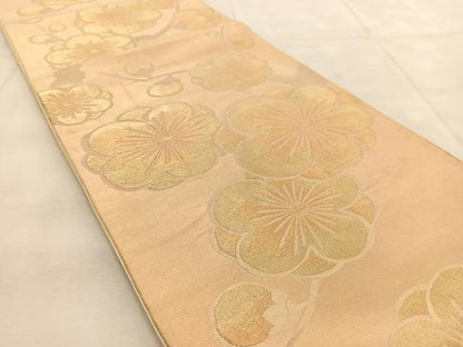 平和屋着物◎西陣　六通柄袋帯　枝梅文　金糸　正絹　逸品　BAAU9261yc