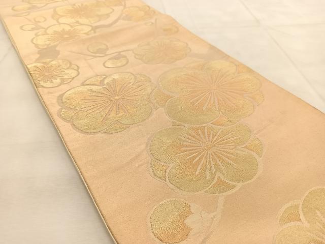 平和屋着物◎西陣　六通柄袋帯　枝梅文　金糸　正絹　逸品　BAAU9261yc