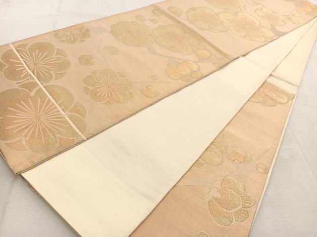 平和屋着物◎西陣　六通柄袋帯　枝梅文　金糸　正絹　逸品　BAAU9261yc