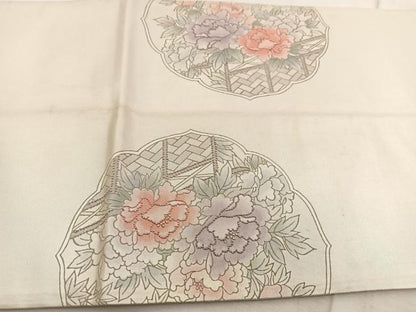 平和屋着物◎中国三大刺繍 相良刺繍 太鼓柄袋帯 蜀江風景花文 銀糸 引箔 正絹 逸品 BAAU9273yc