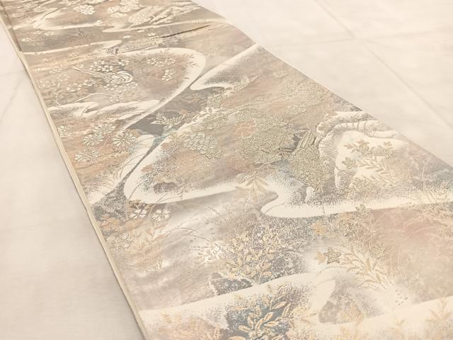 平和屋着物◎六通柄袋帯　花鳥文　京洛錦　二重引箔袋帯　金銀糸　正絹　逸品　BAAU9279yc