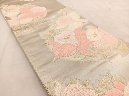 平和屋着物◎六通柄袋帯 唐織 カトレア 金銀糸 正絹 逸品 BAAU9283yc