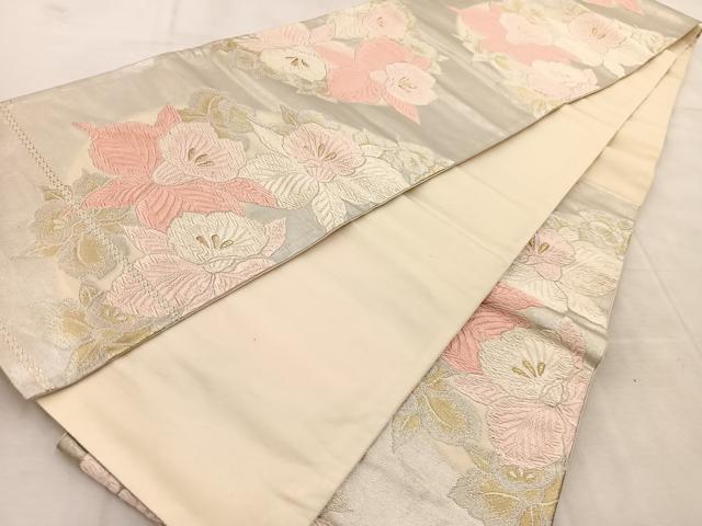 平和屋着物◎六通柄袋帯 唐織 カトレア 金銀糸 正絹 逸品 BAAU9283yc