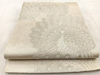 平和屋着物◎六通柄　京袋帯　唐織　孔雀　銀糸　正絹　逸品　BAAU9308yc