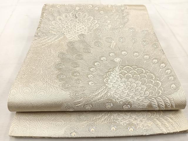 平和屋着物◎六通柄　京袋帯　唐織　孔雀　銀糸　正絹　逸品　BAAU9308yc