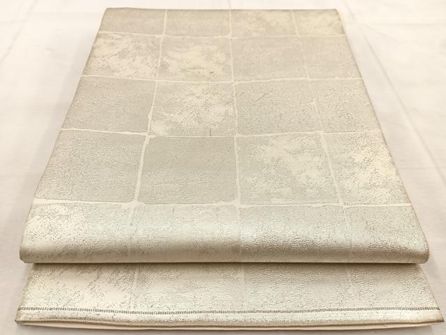 平和屋着物◎六通柄袋帯　市松文様　金糸　正絹　逸品　BAAU9318yc
