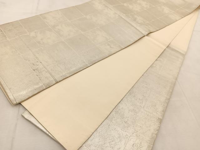 平和屋着物◎六通柄袋帯　市松文様　金糸　正絹　逸品　BAAU9318yc
