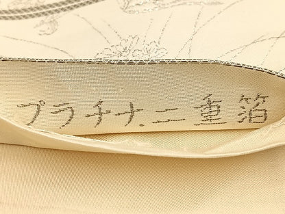 平和屋着物◎六通柄袋帯　花鳥文　プラチナ二重箔　九百錦織　正絹　逸品　BAAU9328yc