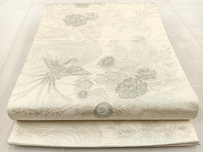 平和屋着物◎六通柄袋帯　花鳥文　プラチナ二重箔　九百錦織　正絹　逸品　BAAU9328yc