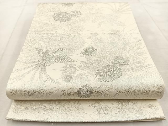 平和屋着物◎六通柄袋帯　花鳥文　プラチナ二重箔　九百錦織　正絹　逸品　BAAU9328yc