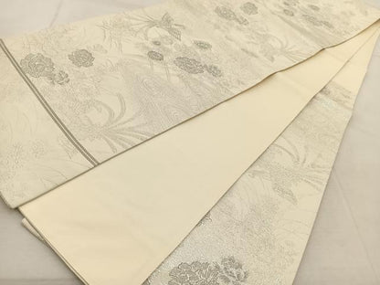 平和屋着物◎六通柄袋帯　花鳥文　プラチナ二重箔　九百錦織　正絹　逸品　BAAU9328yc
