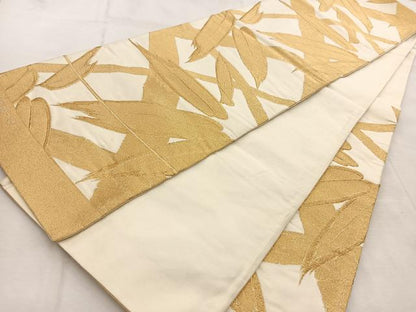 平和屋着物◎六通柄袋帯　御殿つづれ　笹竹文　金糸　正絹　逸品　BAAU9330yc