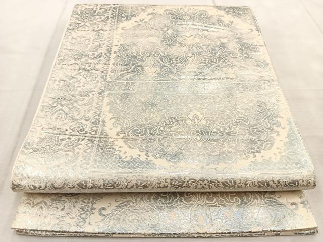 平和屋着物◎六通柄袋帯　宝相華　銀糸　引箔　正絹　逸品　BAAU9331yc
