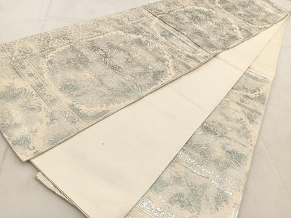 平和屋着物◎六通柄袋帯　宝相華　銀糸　引箔　正絹　逸品　BAAU9331yc