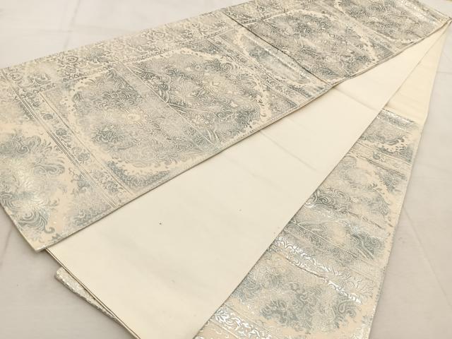 平和屋着物◎六通柄袋帯　宝相華　銀糸　引箔　正絹　逸品　BAAU9331yc