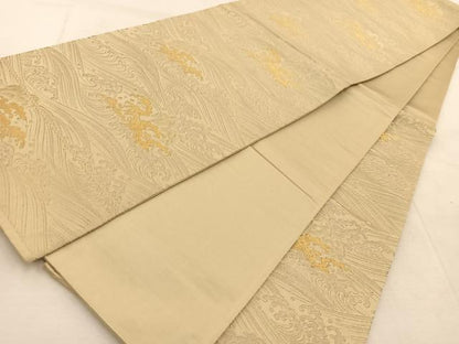 平和屋着物◎六通柄袋帯　立波文　金糸　正絹　逸品　BAAU9336yc