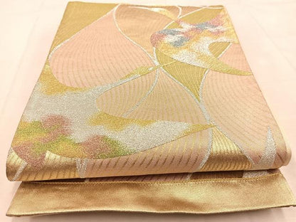 平和屋着物◎六通柄袋帯　群鶴　金銀糸　正絹　逸品　BAAU9337yc