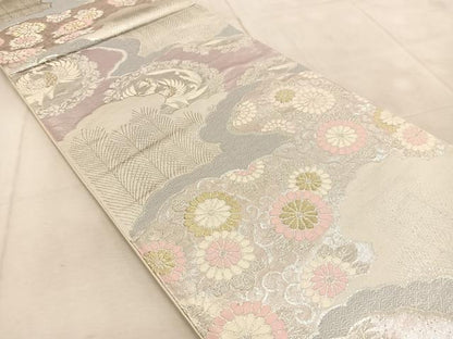 平和屋着物◎西陣　六通柄袋帯　唐織　鳳凰雲取り花文　金銀糸　正絹　逸品　BAAU9340yc
