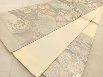 平和屋着物◎西陣　六通柄袋帯　唐織　鳳凰雲取り花文　金銀糸　正絹　逸品　BAAU9340yc