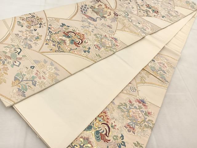 平和屋着物◎六通柄袋帯　唐織　地紙花鳥文　金銀糸　正絹　逸品　BAAU9376yc