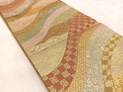 平和屋着物◎六通柄袋帯　楼蘭　金糸　正絹　逸品　BAAU9385yc