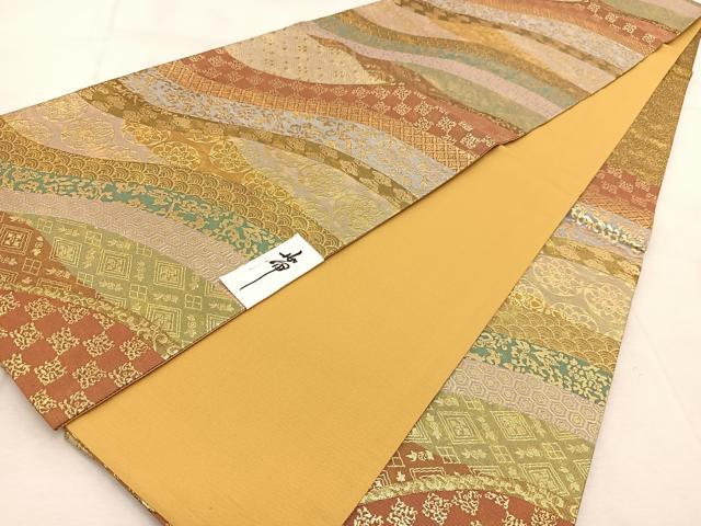 平和屋着物◎六通柄袋帯　楼蘭　金糸　正絹　逸品　BAAU9385yc