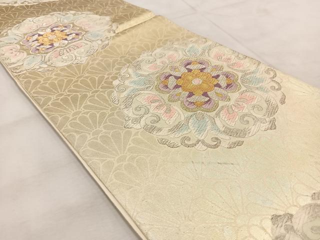 平和屋着物◎六通柄袋帯　唐織　正倉院花文　金銀糸　正絹　逸品　BAAU9394yc