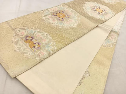 平和屋着物◎六通柄袋帯　唐織　正倉院花文　金銀糸　正絹　逸品　BAAU9394yc