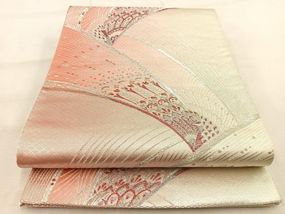 平和屋着物◎六通柄袋帯　孔雀　金銀糸　正絹　逸品　BAAU9401yc