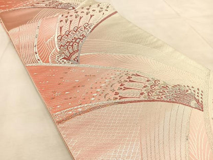 平和屋着物◎六通柄袋帯　孔雀　金銀糸　正絹　逸品　BAAU9401yc