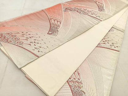 平和屋着物◎六通柄袋帯　孔雀　金銀糸　正絹　逸品　BAAU9401yc