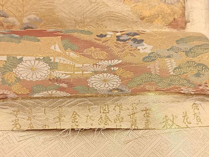 平和屋着物◎佐賀錦　六通柄袋帯　古城秋草立波文　金銀糸　正絹　逸品　BAAU9403yc