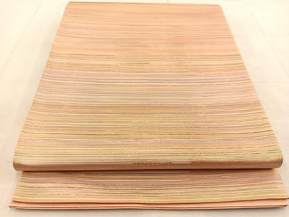 平和屋着物◎六通柄袋帯　横段文　金銀糸　正絹　逸品　BAAU9408yc