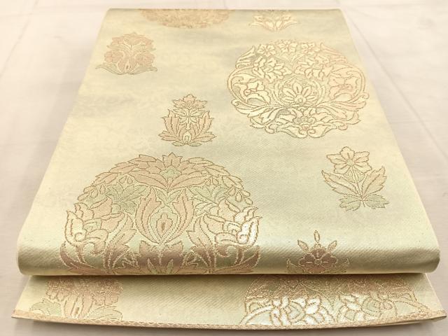 平和屋着物◎六通柄袋帯　宝相華　金銀糸　引箔　正絹　逸品　BAAU9415yc