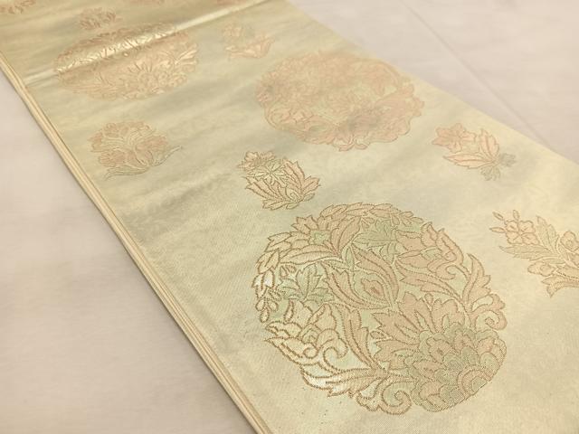 平和屋着物◎六通柄袋帯　宝相華　金銀糸　引箔　正絹　逸品　BAAU9415yc