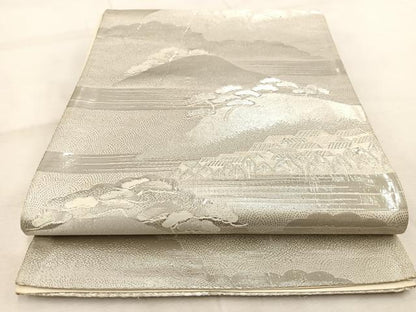 平和屋着物◎六通柄袋帯　風景松文　プラチナ箔　正絹　逸品　BAAU9420yc