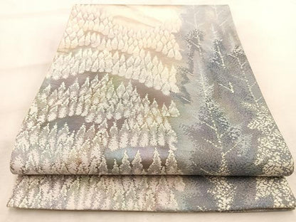 平和屋着物◎六通柄袋帯　北山杉　銀糸　正絹　逸品　BAAU9443yc