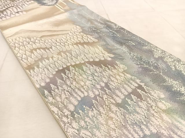 平和屋着物◎六通柄袋帯　北山杉　銀糸　正絹　逸品　BAAU9443yc